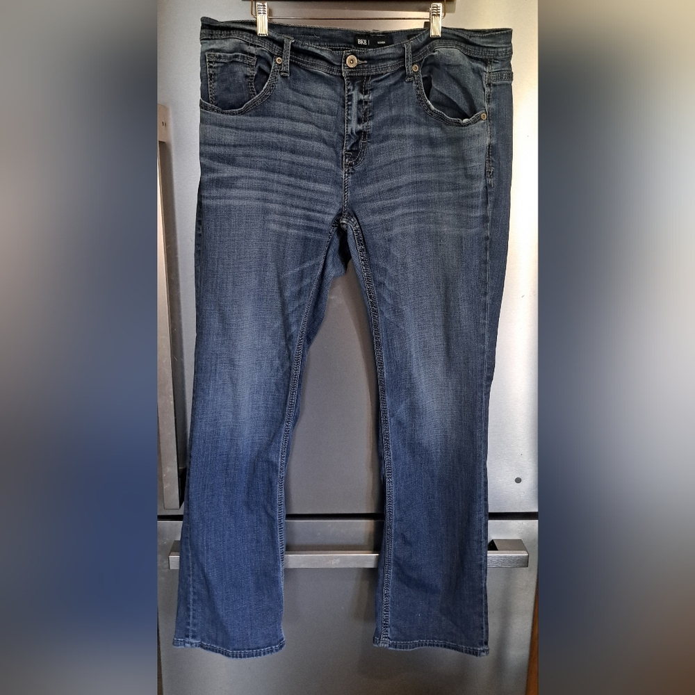 Mens Buckle BKE Derek Med Wash Faded Denim Blue Jeans Western Stretch 38x34 - Picture 4 of 7